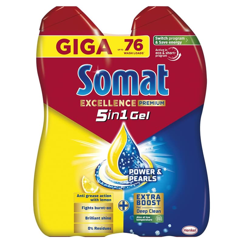 Somat Excellence Duo Gel Grease Cutting Lemon 2x684 ml