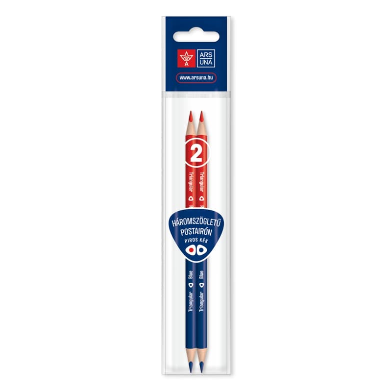 TRIANGULAR BICOLOR PENCIL - RED-BLUE, 2PCS ARS UNA