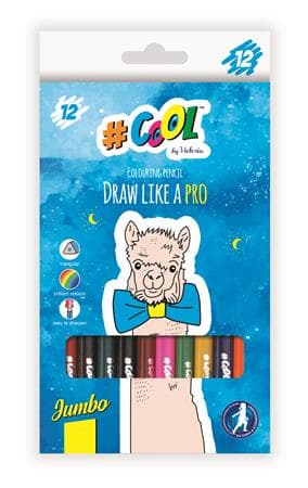 Cool By Victoria Színes ceruza készlet, háromszögletű, vastag, 12 különböző szín