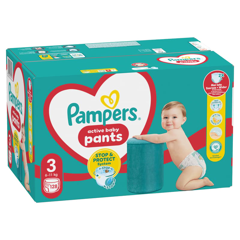 Pampers Active Baby Pants Bugyipelenka, Méret: 3 (6-11 kg) 128 db