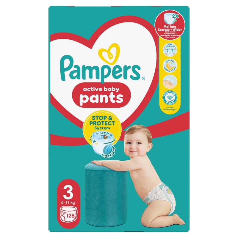 Pampers Active Baby Pants Bugyipelenka, Méret: 3 (6-11 kg) 128 db