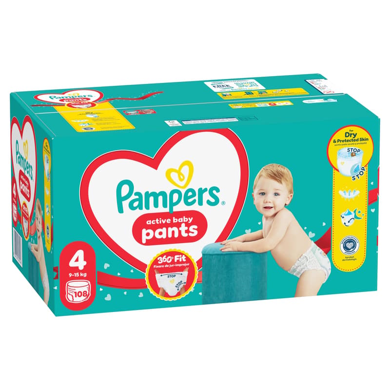 Pampers Active Baby Pants Bugyipelenka, Méret: 4 (9-15 kg) 108 db