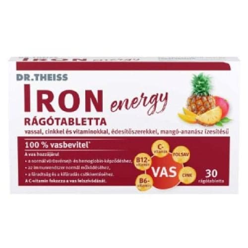 Dr.Theiss Iron Energy rágótabletta mangó ananász 30 db