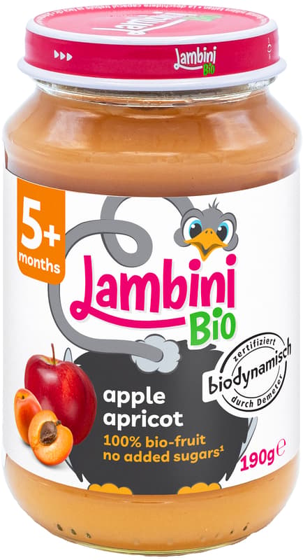 Lambini BIO Demeter Sárgabarack Almában bébiétel  5 hónapos kortól
