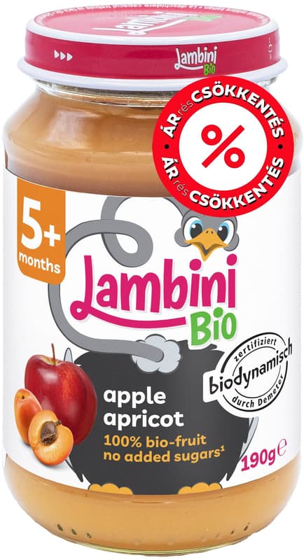 Lambini BIO Demeter Sárgabarack Almában bébiétel  5 hónapos kortól