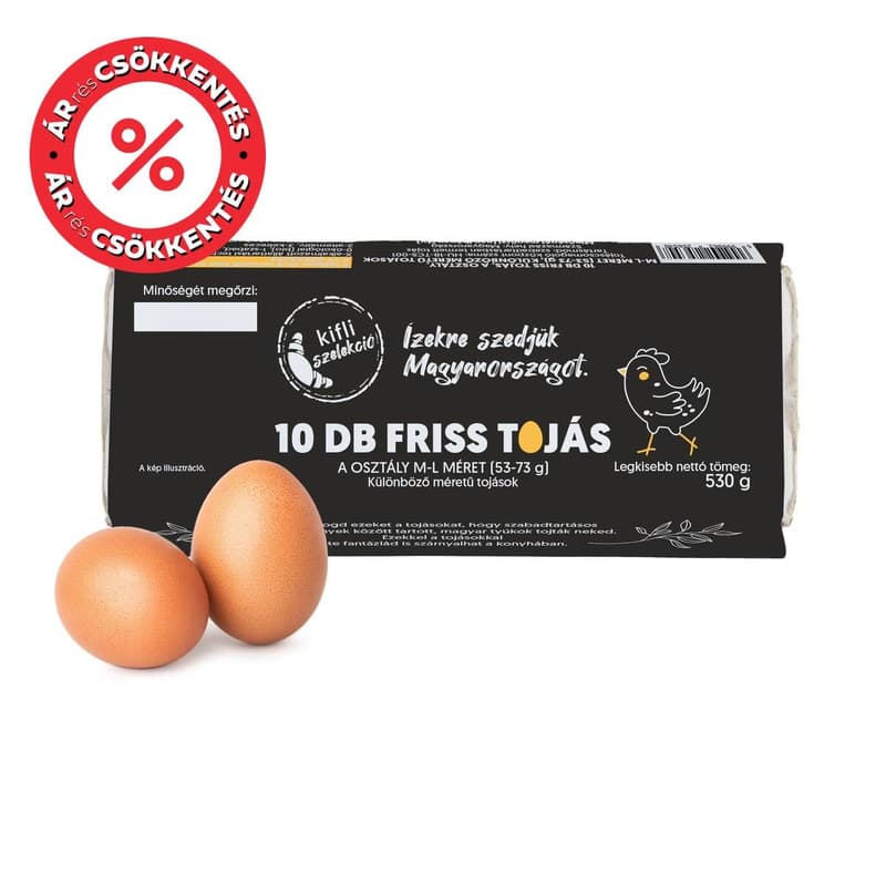 Kifli Szelekció Szabadtartású friss tojás, "A" osztályú, 'M/L' (10 darab)