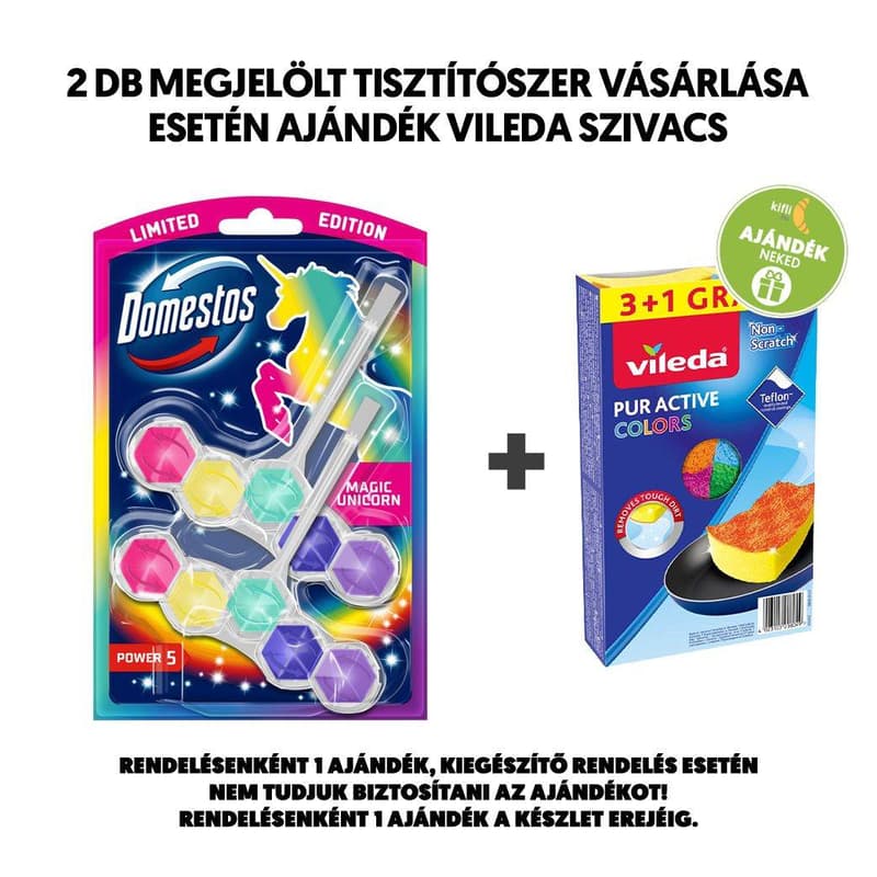 DOMESTOS Power5 WC freshener block, Magic Unicorn, 2x50g