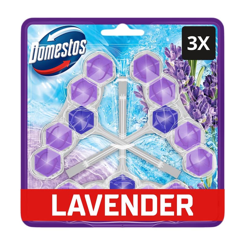 Domestos Power5 Levendula illatú WC illatosító blokk, 3x50 g