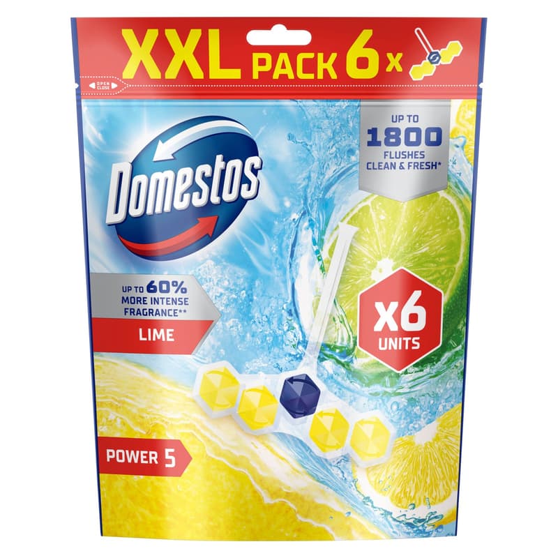 Domestos Power5 Lime WC illatosító blokk, 6x50 g