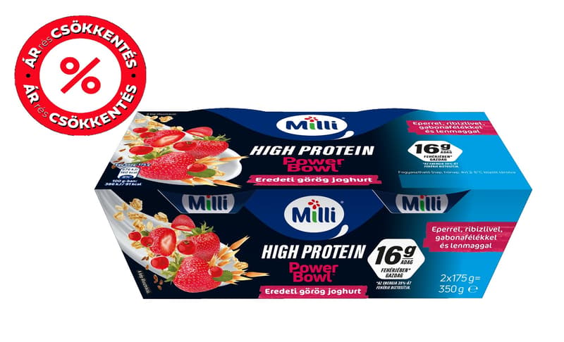 Milli Power Bowl piros gyümölcsös görög joghurt (2x175g)