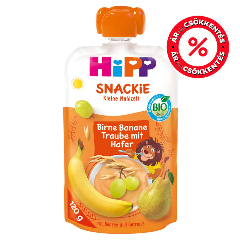 Hipp Bio Snackie körte-banán-szőlő zabbal 1 éves kortól