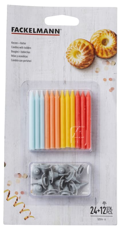 Birthday Candles + 12 holders