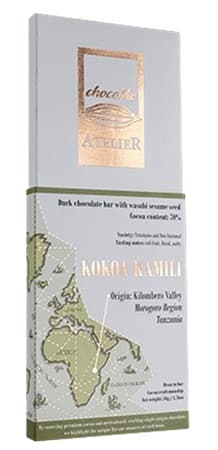 Atelier Étcsokoládé Kokoa Kamili kakaóbabból, wasabis szezámmaggal