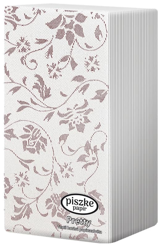 Piszke Pretty textil hatású papírszalvéta - bordó mintázattal