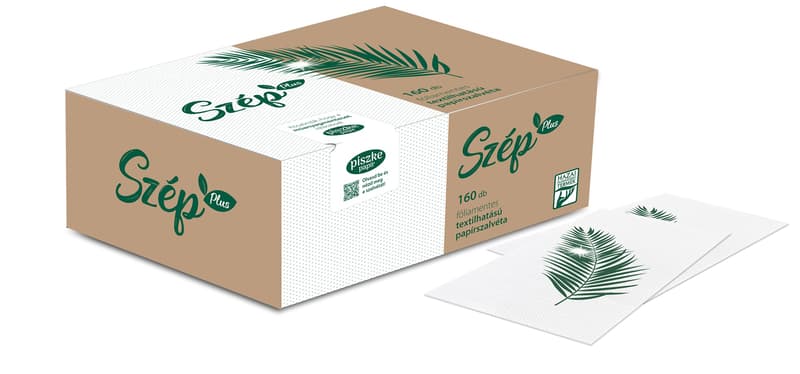 Szép Plus fóliamentes, textil hatású papír szalvéta - pálma mintával