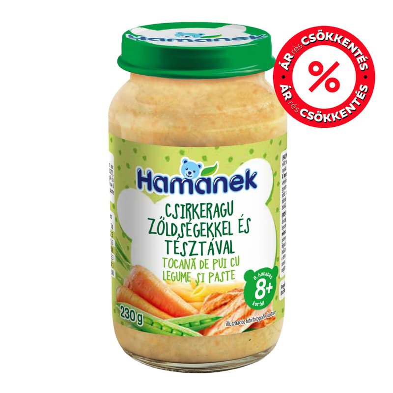 Hamánek menü csirkeragu zöldségekkel és tésztával 8 hónapos kortól