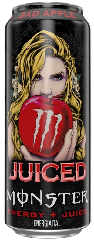 Monster Bad Apple szénsavas ital gyümölcslével gyümölcskoncentrátumból, koffeinnel
