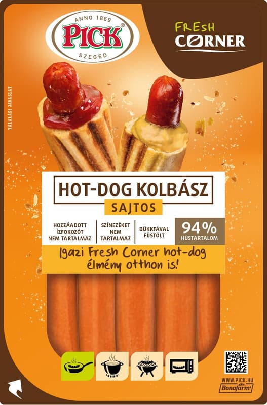 Pick Fresh Corner sajtos hot-dog kolbász