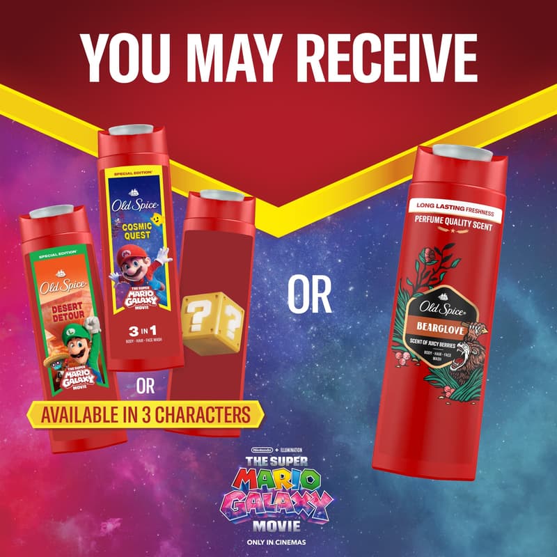 Old Spice Bearglove 3 az 1-ben Tusfürdő és Sampon, Super Mario Edition, 400 ml