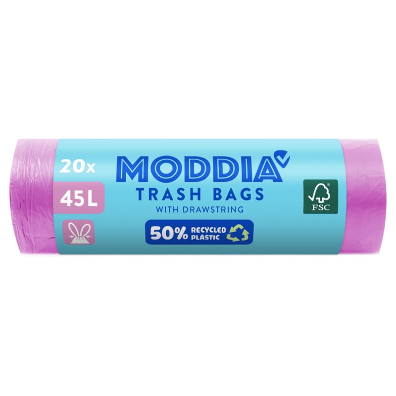 Moddia 45l garbage bags pink