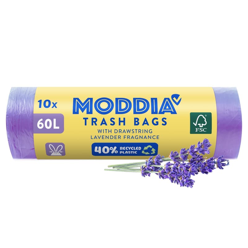 Moddia szemeteszsák zárószalaggal 60l lila, levendula illattal