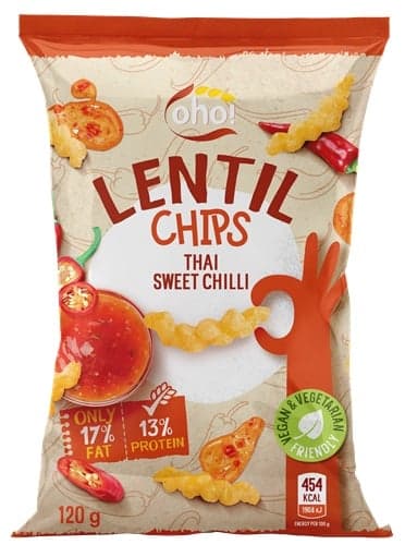 OHO lentil snacks with thai sweet chilli taste 120g