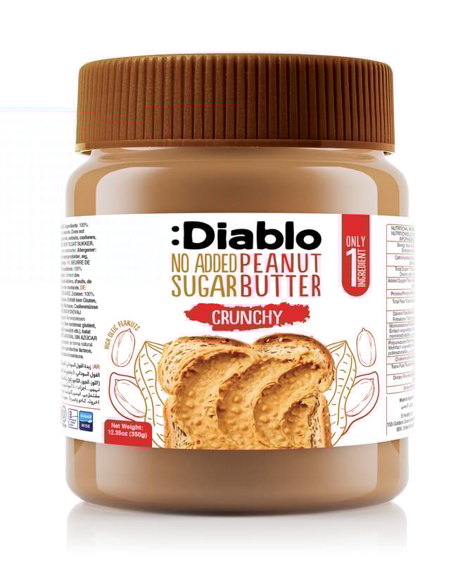 Diablo mogyoróvaj Crunchy - földimogyoró darabokkal, hozzáadott cukor nélkül