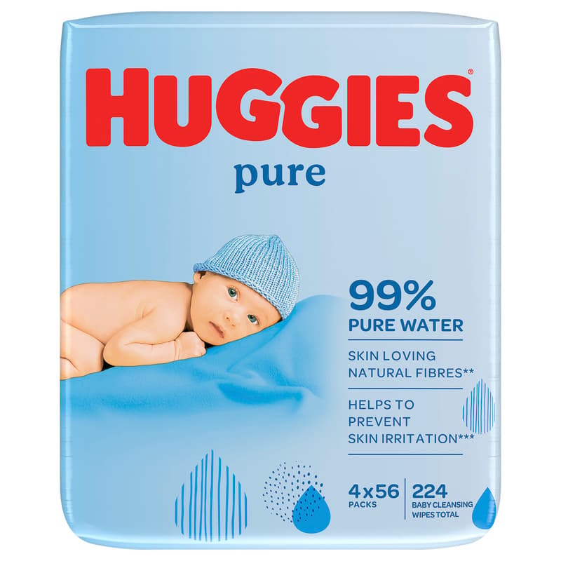 Huggies Pure törlőkendő Quad 56x4db