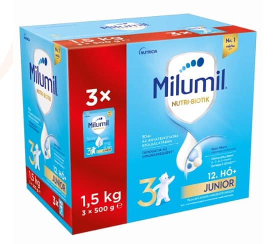 Milumil 3 Junior tejalapú anyatej-kiegészítő tápszer 12. hónapos kortól,