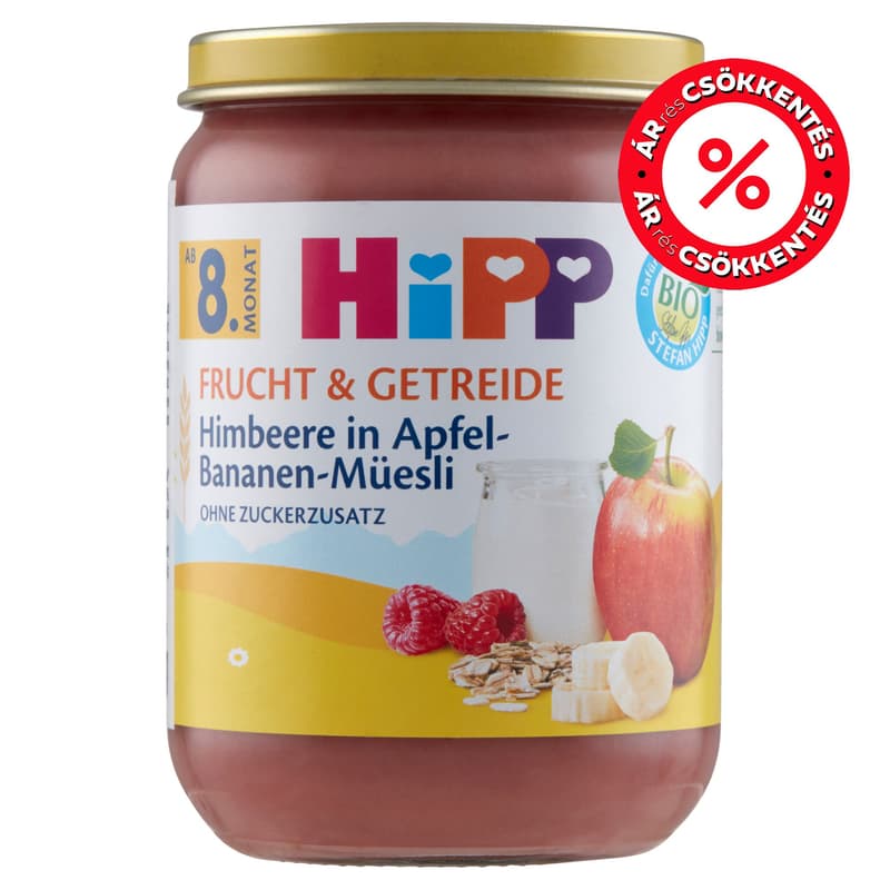 Hipp BIO Apple-banana-raspberry muesli with yogurt, from 8 months
