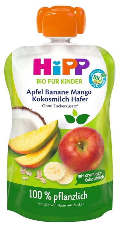 Hipp Alma-banán-mangó kókusztejjel és zabbal, 12 hónapos kortól