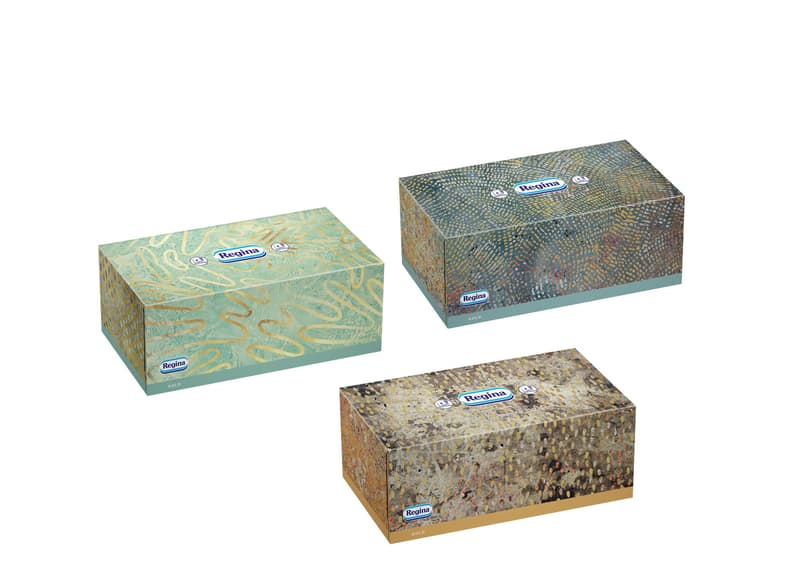 Regina Gold 96 db-os, 4 rétegű dobozos papír zsebkendő többféle mintával