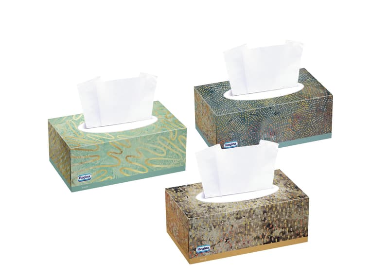 Regina Gold 96 db-os, 4 rétegű dobozos papír zsebkendő többféle mintával