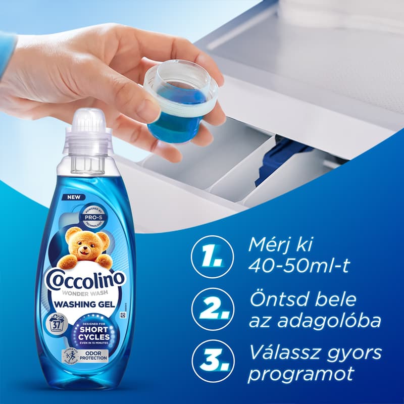 Coccolino, mosógél. Gél, folyékonymosószer, gyorsmosás, kimélő,