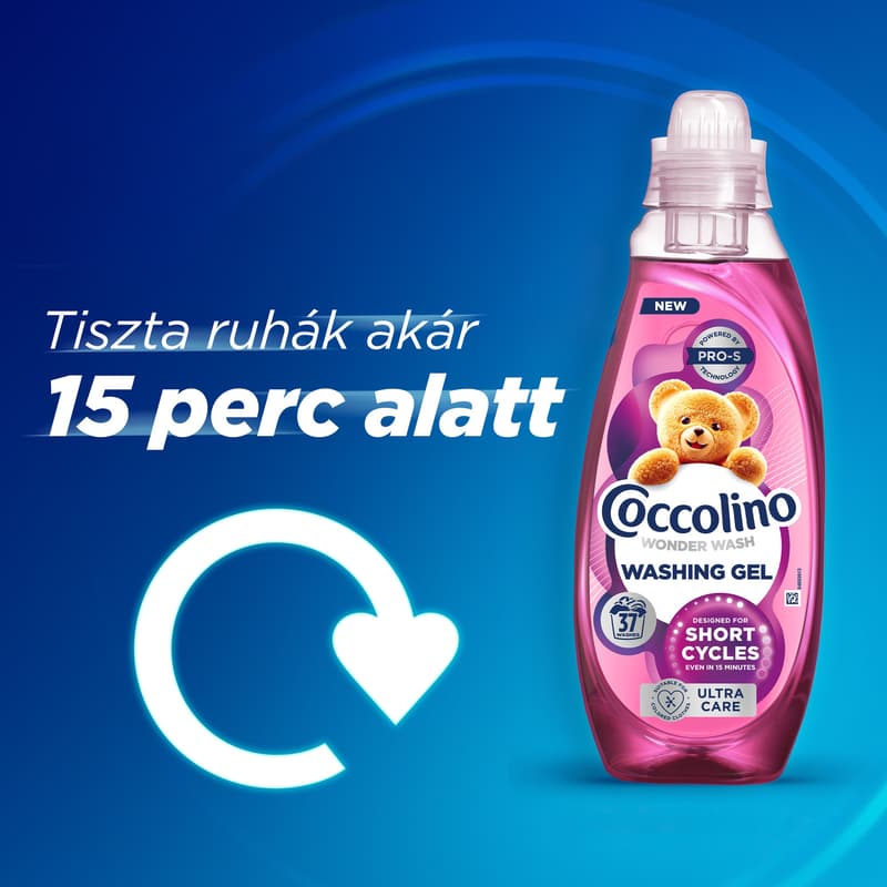 Coccolino Wonder Wash mosószer gyors mosáshoz, Ultra Care, 37 mosás, 1.48 l