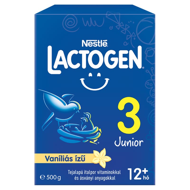 Lactogen 3 Junior Vaníliás ízű Tejalapú italpor vitaminokkal és ásványi anyagokkal 12 hónapos kortól 500 g