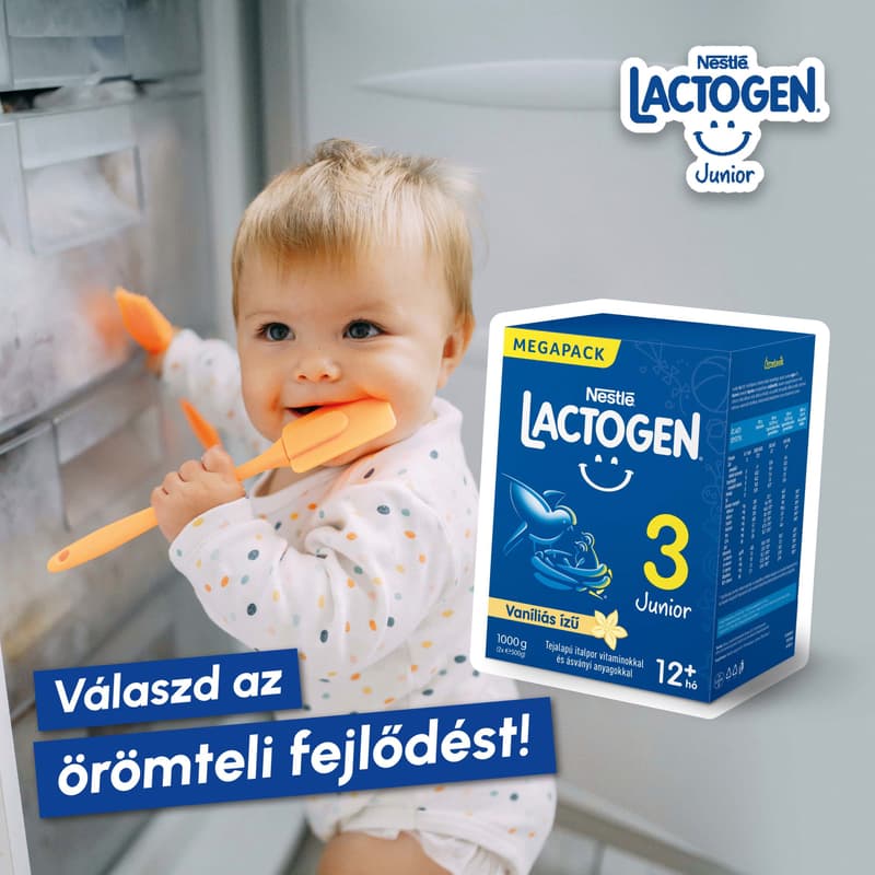 Lactogen 3 Junior Vaníliás ízű Tejalapú italpor vitaminokkal és ásványi anyagokkal 12 hónapos kortól 1000 g