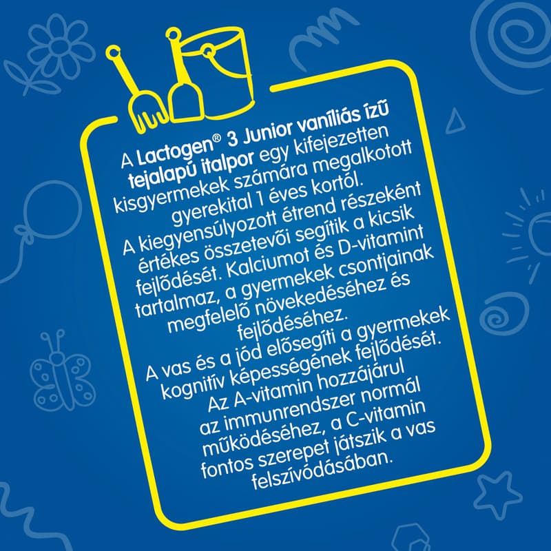 Lactogen 3 Junior Vaníliás ízű Tejalapú italpor vitaminokkal és ásványi anyagokkal 12 hónapos kortól 1000 g