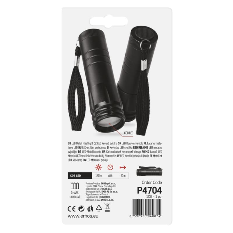 EMOS COB LED zseblámpa 3W 100lm 3xAAA