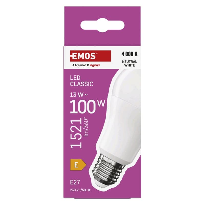 EMOS LED izzó Classic A60 / E27 / 13 W (100 W) / 1521 lm / Természetes fehér