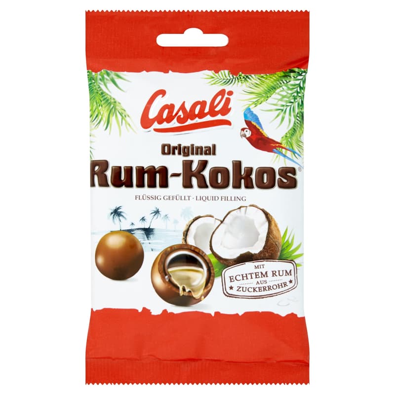 Casali Original Rumos-kókuszos drazsé alkoholos töltelékkel, tejcsokoládéval és étcsokoládéval bevonva