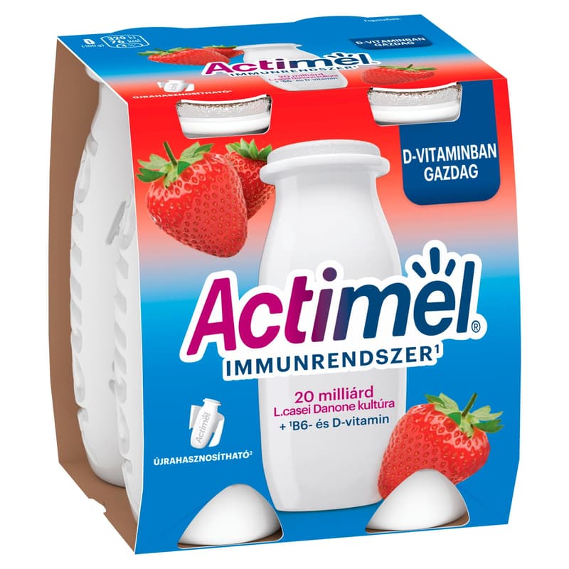 Danone Actimel zsírszegény, élőflórás, eperízű joghurtital (4x100g)