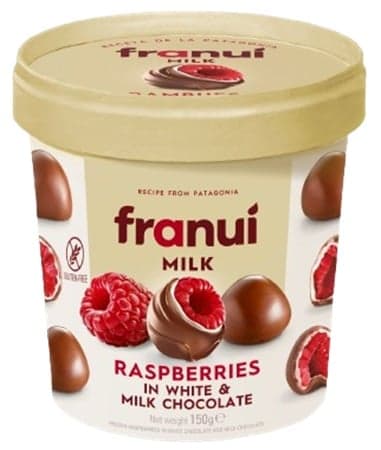 FranuÍ - fresh raspberries coated in white & milk chocolate