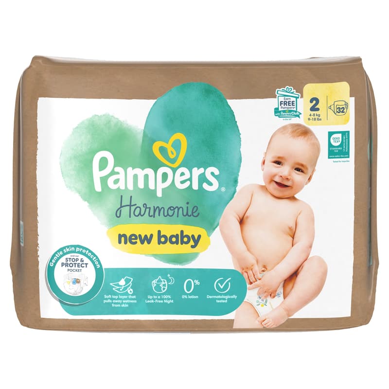 Pampers Harmonie New Baby Pelenka, Méret: 2 (4-8 kg) 32 db