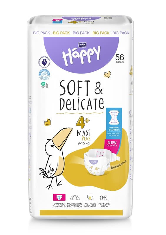 Bella Baby Happy Maxi Plus eldobható pelenka, méret: 4+, (9-15kg)