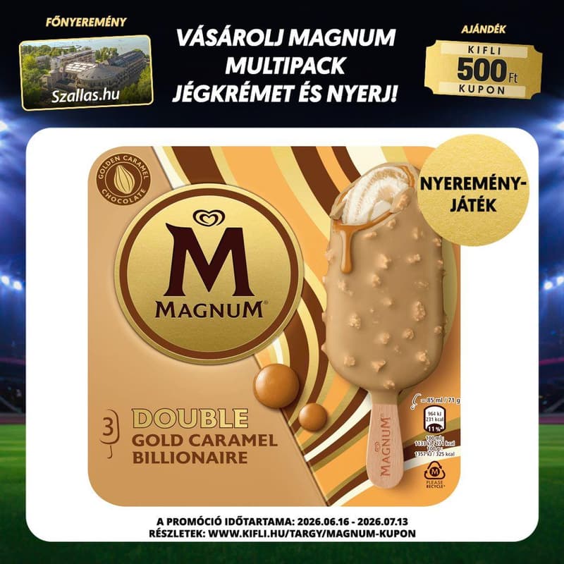 Magnum Multipack Jégkrém Dupla Gold Karamell Billionaire 3x85ml