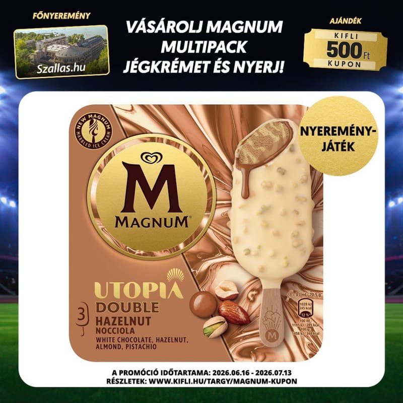 Magnum Multipack Jégkrém Dupla Mogyoró 3x85ml