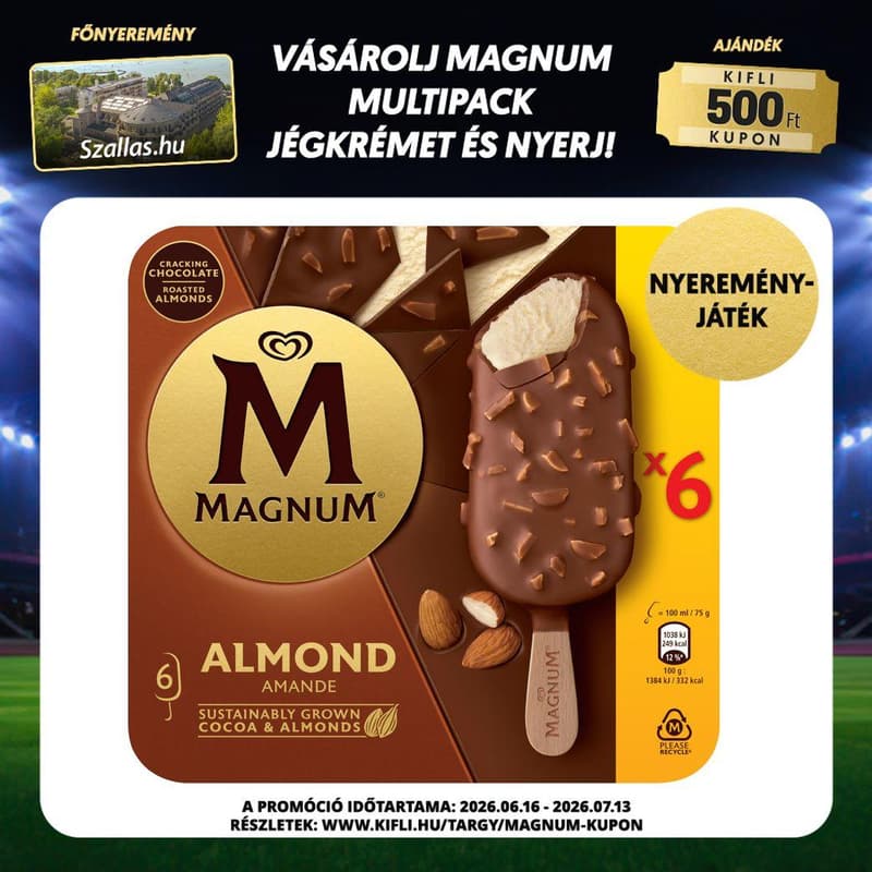 MAGNUM Multipack Ice Cream Almond 6x100ml