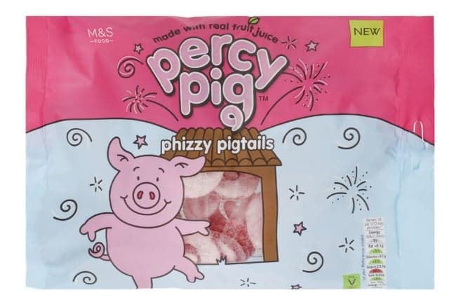 Marks & Spencer Phizzy Pig Tails™ savanyú cukrozott gumicukor