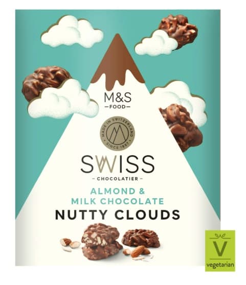 Marks & Spencer Food Swiss Chocolatier Almond & Milk Chocolate Nutty Clouds 140g